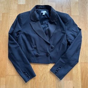 Topshop cropped satin collar blazer